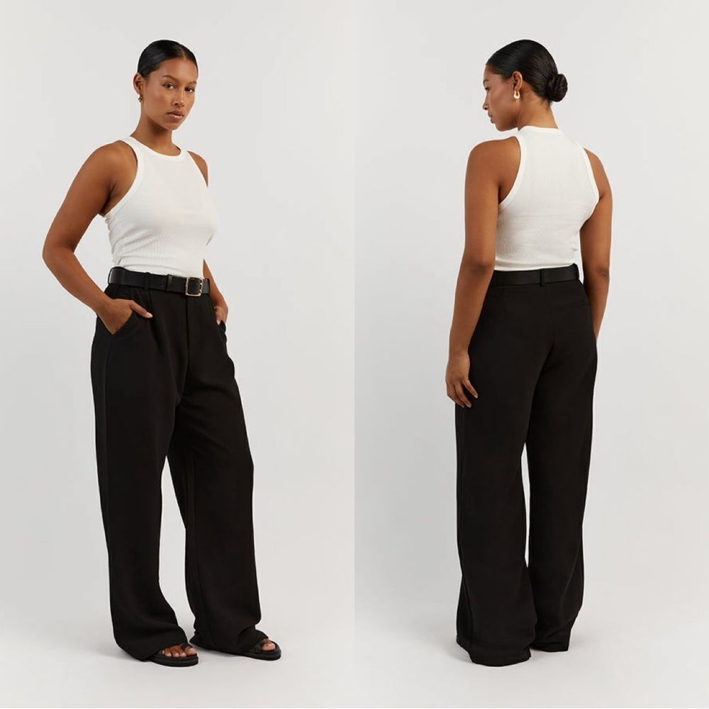 DISSH ROWAN BLACK Wide Leg Pleated PANT